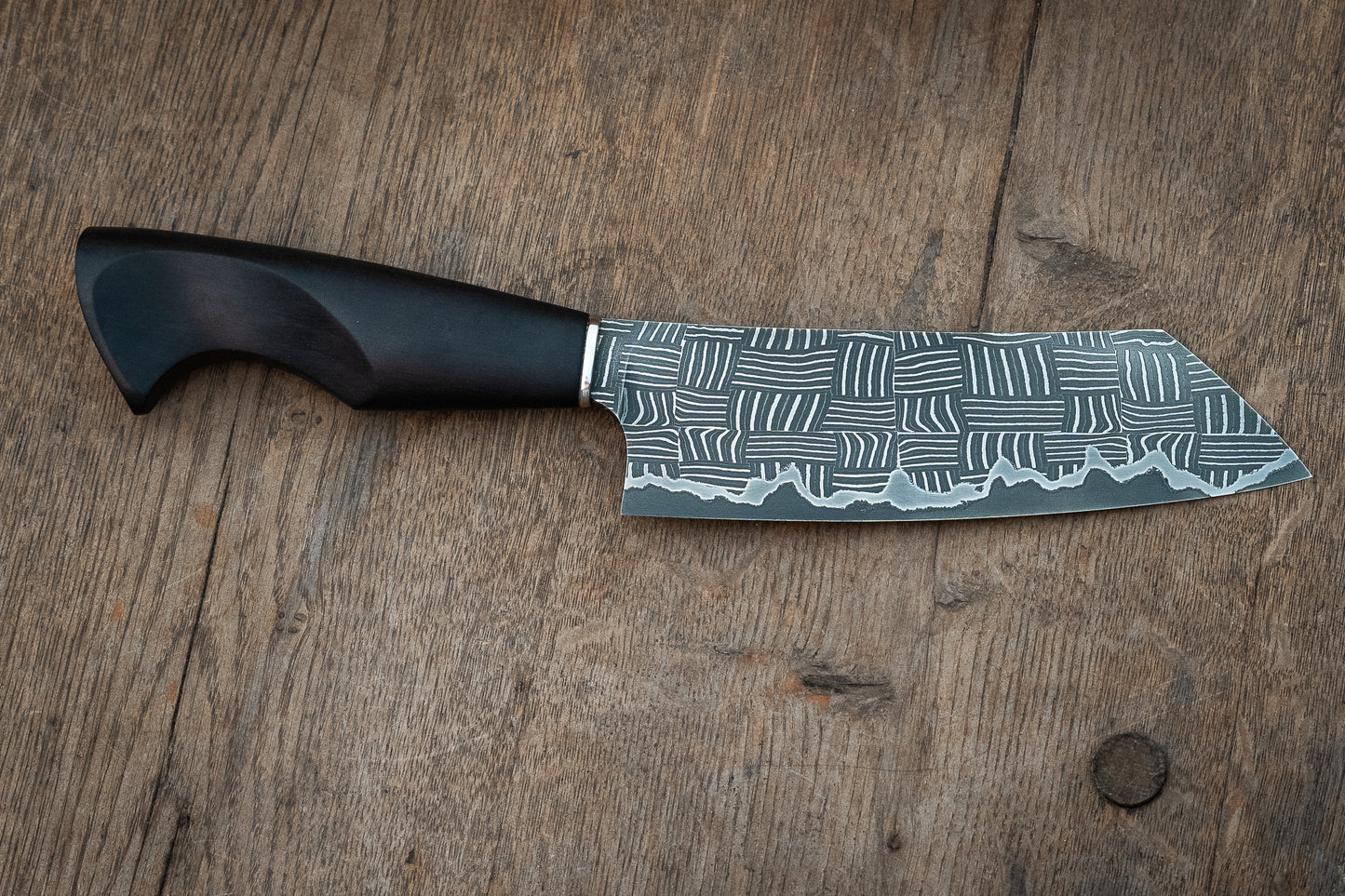 Handliches Santoku Mosaik Sanmai (stab. Hainbuch mit Mosaikpin)